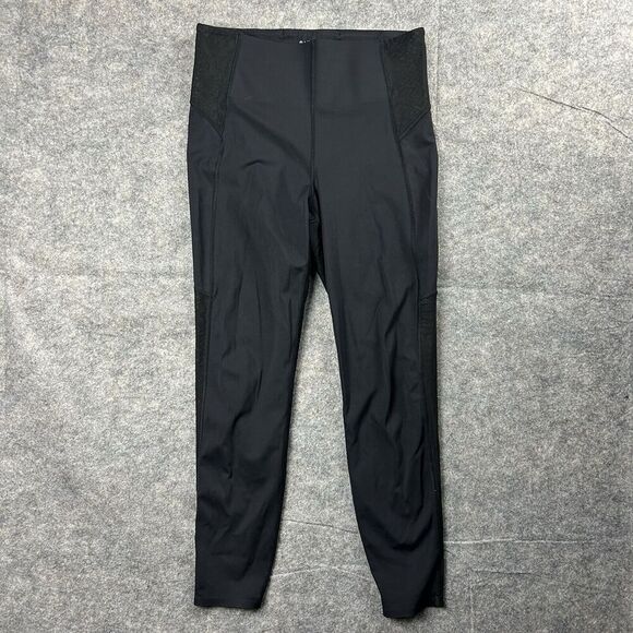 Athleta Stay Fly Reflective Tight Womens Medium Black Mesh Snake Skin Running - Picture 1 of 11
